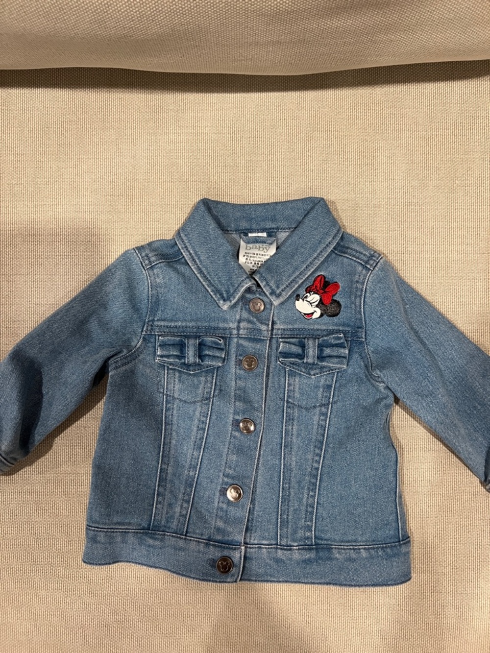 Baby Denim Jacket with Red Minnie Patch